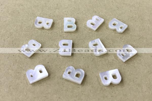 Shel16 8*10mm Natural White Shell Alphabet Letter Pendant