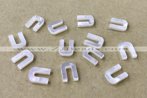 Shel35 8*10mm Natural White Shell Alphabet Letter Pendant