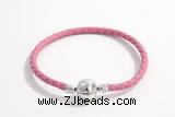 Silv01 18cm leather cord bracelet & 9mm 925 sterling silver