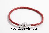 Silv02 18cm leather cord bracelet & 9mm 925 sterling silver