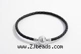 Silv03 18cm leather cord bracelet & 9mm 925 sterling silver