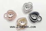 Silv115 10.9*13.8mm Cubic Zirconia Micro Pave 925 Sterling Silver Pendant heart Plated
