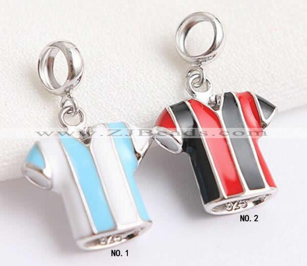 Silv131 15*23mm 925 Sterling Silver Clothes Pendant Enamel Plated