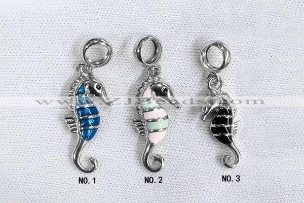 Silv132 15*23mm 925 Sterling Silver Sea Horse Pendant Enamel Plated