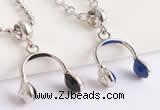 Silv133 12*23.2mm 925 Sterling Silver Headset Pendant Enamel Plated