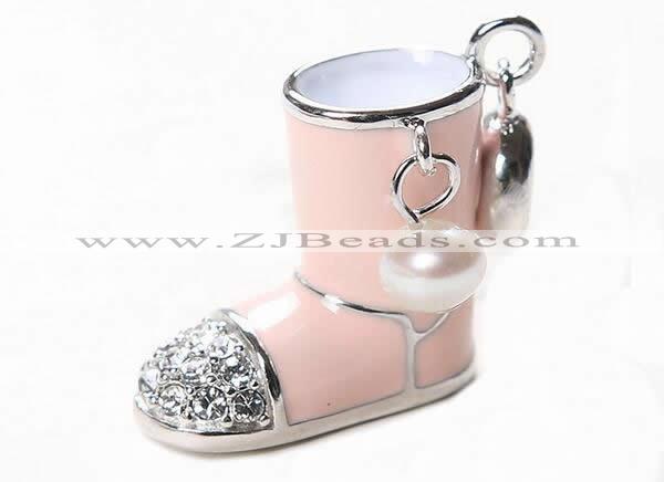 Silv140 15.5*24mm 925 Sterling Silver Shoes Pendant Enamel Plated