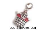 Silv153 14.5*23.5mm 925 Sterling Silver Santa Claus Pendant Enamel Plated