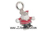 Silv155 13*21.5mm 925 Sterling Silver Santa Claus Pendant Enamel Plated