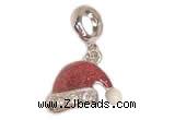 Silv156 11.5*17.5mm 925 Sterling Silver Santa Hat Pendant Enamel Plated