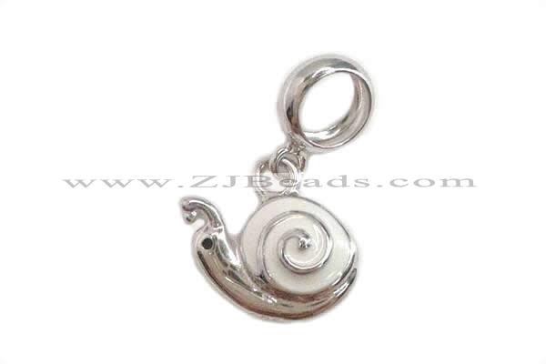 Silv160 10.8*16.5mm 925 Sterling Silver Snail Pendant Enamel Plated
