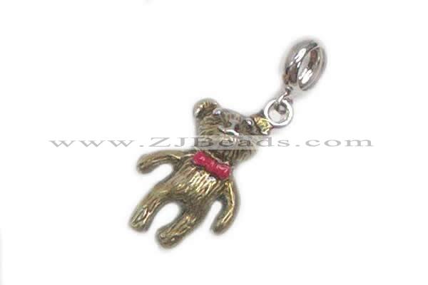 Silv161 11*26.5mm 925 Sterling Silver Bear Pendant Enamel Plated