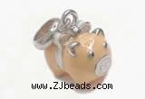 Silv162 12.5*18.5mm 925 Sterling Silver Pig Pendant Enamel Plated