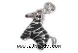 Silv166 8.5*22mm 925 Sterling Silver Zebra Pendant Enamel Plated
