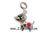 Silv167 13.8*21mm 925 Sterling Silver Dog Pendant Enamel Plated