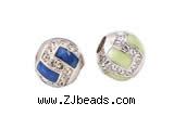Silv180 10.5*11.5mm Cubic Zirconia Micro Pave 925 Sterling Silver Beads Enamel Plated