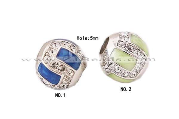 Silv180 10.5*11.5mm Cubic Zirconia Micro Pave 925 Sterling Silver Beads Enamel Plated