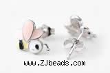 Silv198 9.8*9.8mm 925 Sterling Silver Stud Earrings Enamel Plated