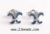 Silv200 7.2*8.1mm 925 Sterling Silver Stud Earrings Enamel Plated