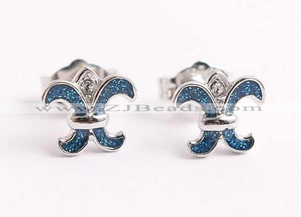 Silv200 7.2*8.1mm 925 Sterling Silver Stud Earrings Enamel Plated