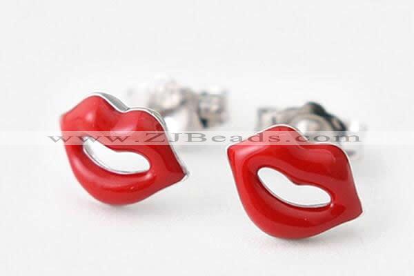 Silv201 6.5*9mm 925 Sterling Silver Stud Earrings Enamel Plated