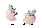 Silv205 6*8mm 925 Sterling Silver Stud Earrings Enamel Plated