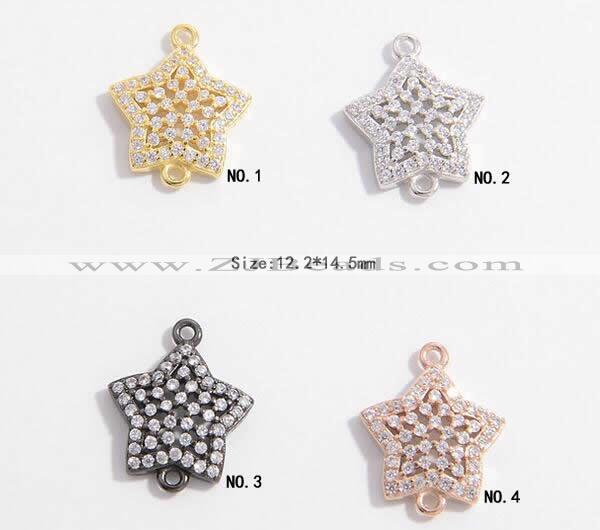 Silv66 12.2*14.5mm 925 sterling silver star connector plated