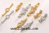 Silv82 10*29mm – 16*47mm Cubic Zirconia Micro Pave 925 Sterling Silver Clasp Plated