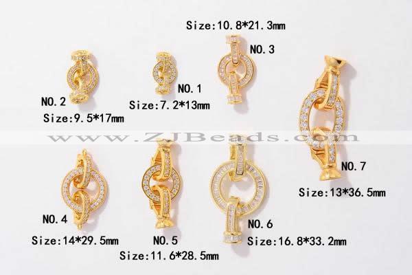 Silv83 7.2*13mm – 13*36.5mm Cubic Zirconia Micro Pave 925 Sterling Silver Clasp Gold Plated