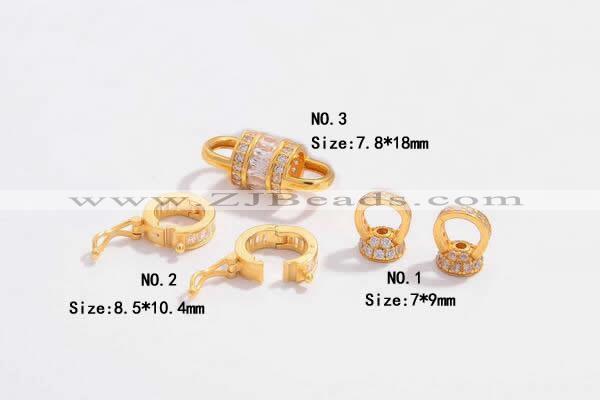 Silv84 7*9mm – 7.8*18mm Cubic Zirconia Micro Pave 925 Sterling Silver Clasp Gold Plated