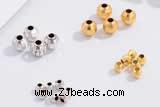 Silv17 2.8mm, 3mm, 4.8mm Faceted Round Beads 925 Sterling Silver Plated