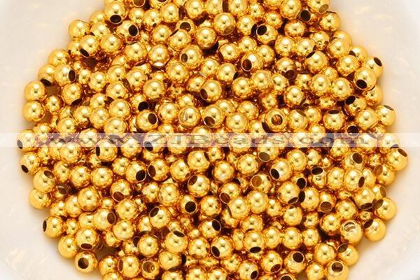 Silv24 2mm, 2.5mm, 3mm, 4mm 925 Sterling Silver Beads Gold Plated