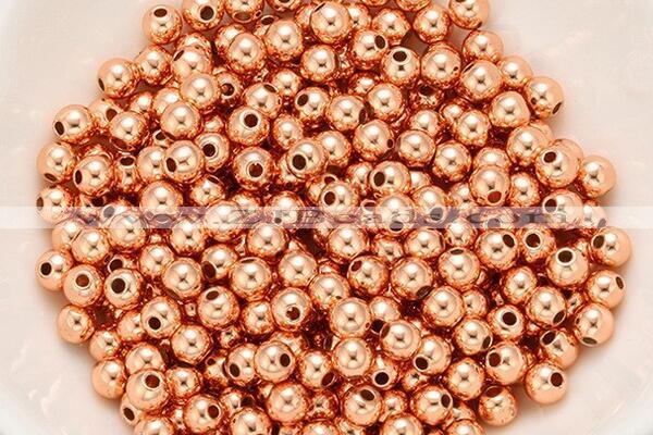 Silv27 5mm, 6mm, 8mm, 10mm 925 Sterling Silver Beads Rose Gold Plated