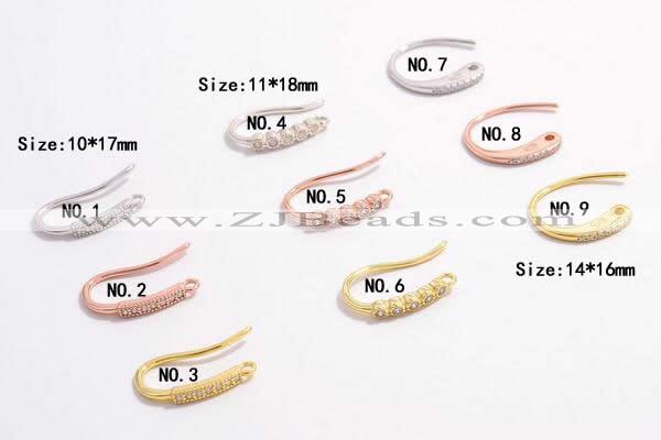 Silv50 10*17mm, 11*18mm,14*16mm 925 sterling silver earrings pave zirconia plated