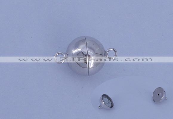 SSC104 2pcs 12mm round 925 sterling silver magnetic clasps