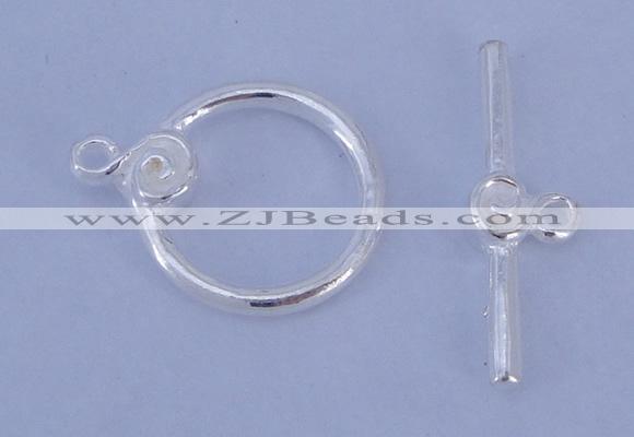 SSC12 5pcs 14mm donut 925 sterling silver toggle clasps