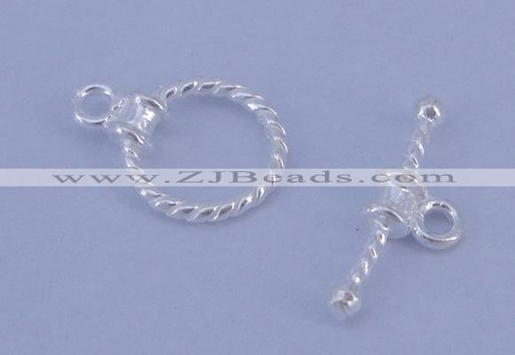 SSC18 5pcs 10mm donut 925 sterling silver toggle clasps