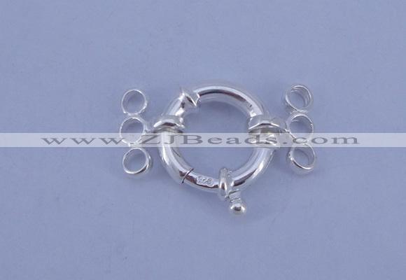 SSC212 5pcs three-strand 14.5mm sterling silver spring rings clasps