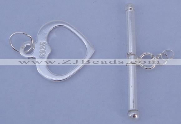 SSC29 5pcs 14*16mm heart 925 sterling silver toggle clasps