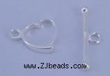 SSC30 5pcs 10*13.5mm heart 925 sterling silver toggle clasps