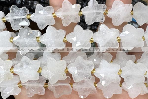 STAR41 15 inches 14mm faceted star white jade gemstone beads