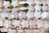 STAR44 15 inches 14mm faceted star rose quartz beads