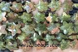STAR52 15 inches 14mm faceted star unakite gemstone beads