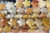STAR55 15 inches 14mm faceted star pink aventurine jade beads