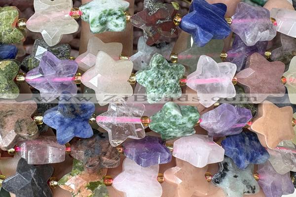 STAR63 15 inches 14mm faceted star mix gemstone beads