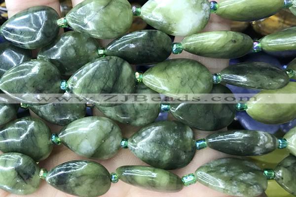 TEAR30 15 inches 13*18mm flat teardrop jade gemstone beads