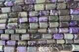 TUBE108 15 inches 6*11mm - 8*14mm faceted tube charoite gemstone beads