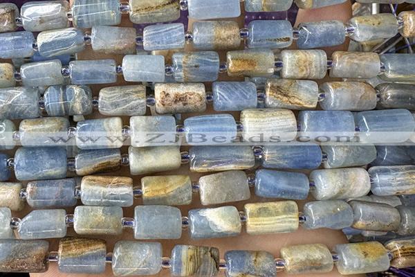 TUBE118 15 inches 6*11mm - 8*14mm faceted tube blue calcite beads