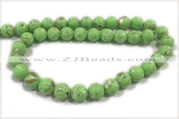 TURQ001 15 inches 4mm round synthetic turquoise with shelled beads