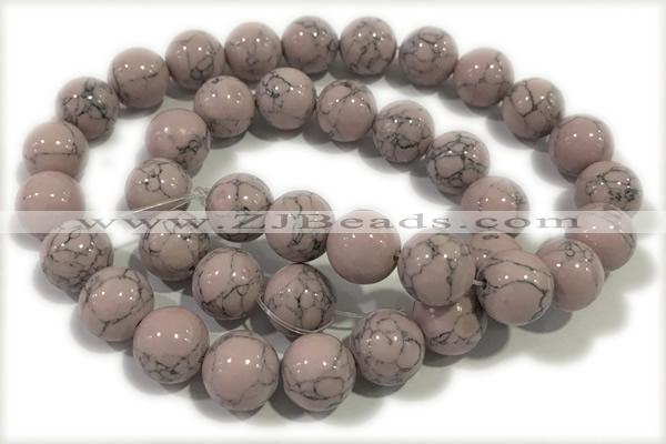 TURQ195 15 inches 12mm round synthetic turquoise beads