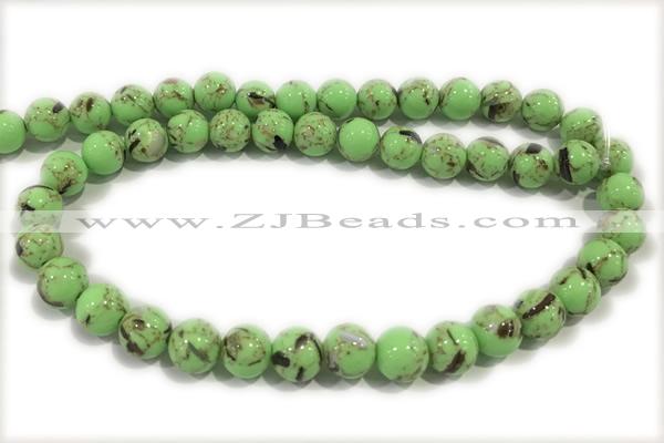TURQ22 15 inches 6mm round synthetic turquoise with shelled beads
